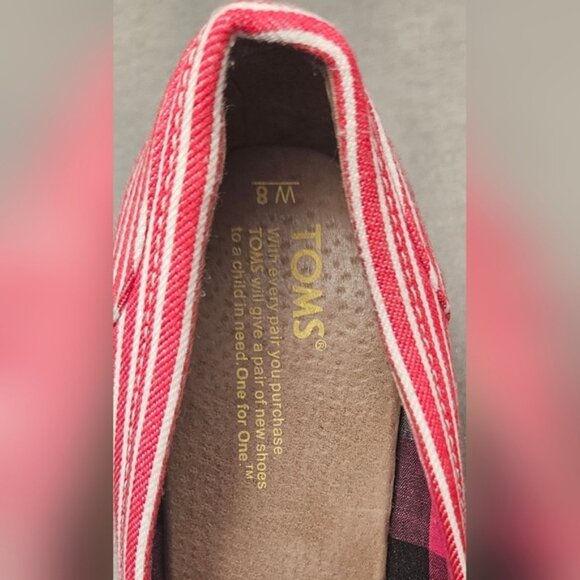 TOMS Red Striped Wedge Shoes - Picture 7 of 11